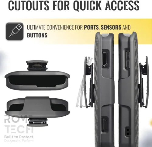 Miniatura 4 de Funda diseñada para Kyocera Duraforce Pro 2 (E6900/E6910/E6920) con funda de clip para cinturón, funda con función atril, color negro