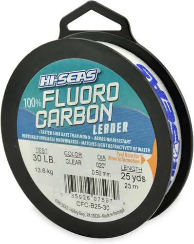 Miniatura 26 de HI-SEAS Líder de línea de pesca 100% fluorocarbono, líder invisible transparente, indetectable para peces, hundimiento rápido, 6 libras a 400 libras