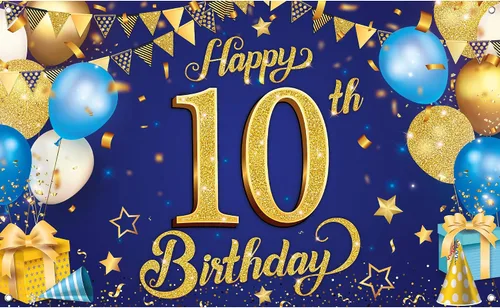 Miniatura 9 de KatchOn Cartel de cumpleaños número 10 de oro rosa - XL, 72 x 44 pulgadas Telón de fondo de feliz cumpleaños 10