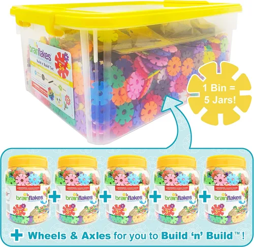 Miniatura 2 de Brain Flakes Kit de construcción y construcción de 2500 piezas, una alternativa creativa y educativa a los bloques de construcción, piezas de ruedas