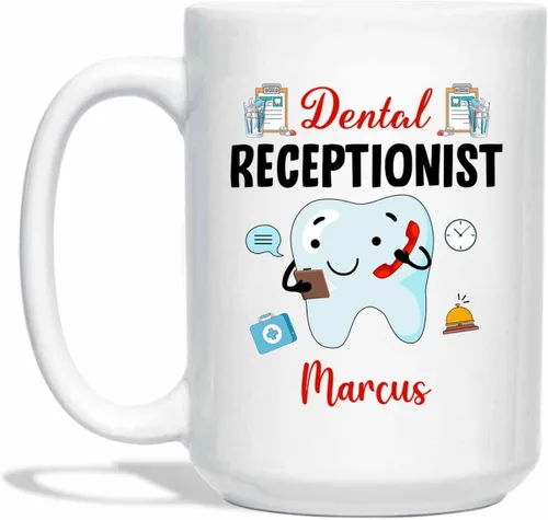 Miniatura 19 de Taza de café de recepcionista personalizada, regalos para agradecimiento, taza blanca de recepcionista, taza de viaje para recepcionistas, taza