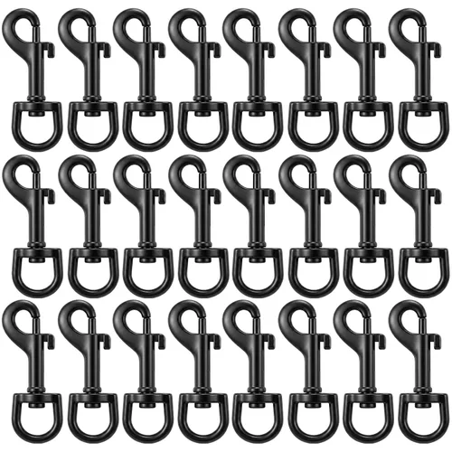 Therwen 24 ganchos giratorios de acero inoxidable para correa de perro, llavero, correa de cámara, multiusos de 2.76 pulgadas (negro, 0.109 in)