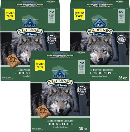 Miniatura 13 de Blue Buffalo Wilderness Trail Treats - Galletas crujientes para perros, sin granos, con alto contenido de proteínas, receta de pato, caja de 36 onzas