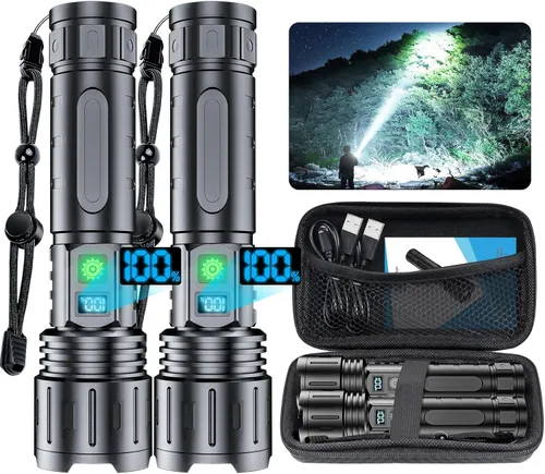 Miniatura 9 de Hoxida Linternas 2000 Lúmenes Altos Recargables, Linterna LED Súper Brillante