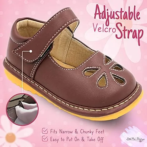 Miniatura 5 de Little Mae's Boutique Mary Jane - Zapatos chirriantes para niñas pequeñas, zapatos ideales para caminar con chirriador extraíble y correa ajustable
