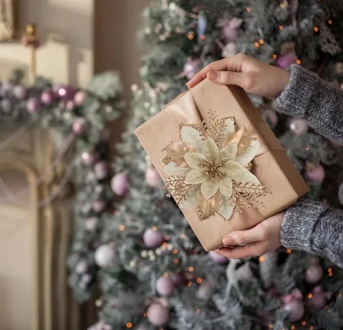 Miniatura 4 de 24 piezas de flores de Pascua doradas de 6 pulgadas para decoraciones de árbol de Navidad - Flores artificiales para adornos de árbol de Navidad