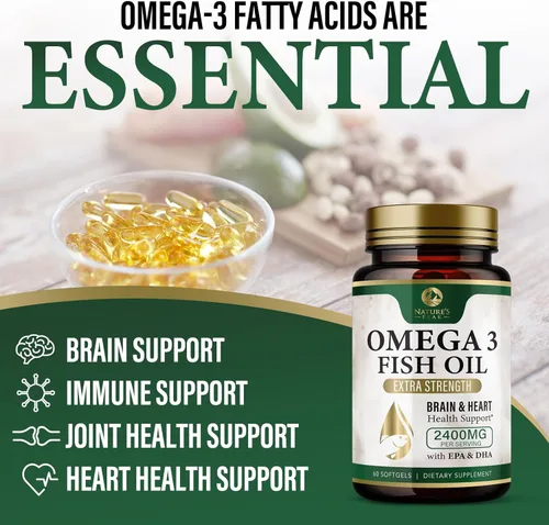 Miniatura 5 de Pastillas de aceite de pescado Omega 3 de 2400 mg – Suplementos de aceite de pescado Omega 3 de triple fuerza – Los mejores ácidos grasos EPA y DHA