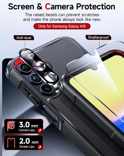 Miniatura 2 de LeYi for Samsung-Galaxy A15-5G Phone Case: Samsung A15 Case with Screen Protector x 2 + Camera Lens Protector x 2, Double Layer Protection Unlocked