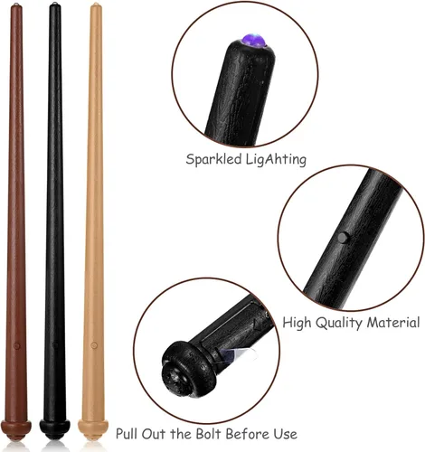 Miniatura 3 de Skylety 3 piezas de varita mágica iluminadora con luz y sonido de princesa, accesorios de fiesta para fiesta de disfraces de cosplay