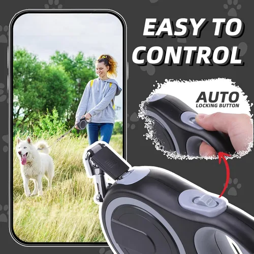 Miniatura 3 de PUPTECK Correa retráctil para perros con cable a prueba de mordidas para perros pequeños, medianos y grandes, correa resistente para entrenamiento