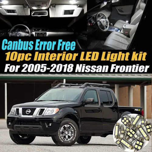 Miniatura 2 de Canbus - Kit de luces LED para interior de automóvil, 10 unidades, sin errores, 6000 K, compatible con Nissan Frontier 2005-2018, equipado