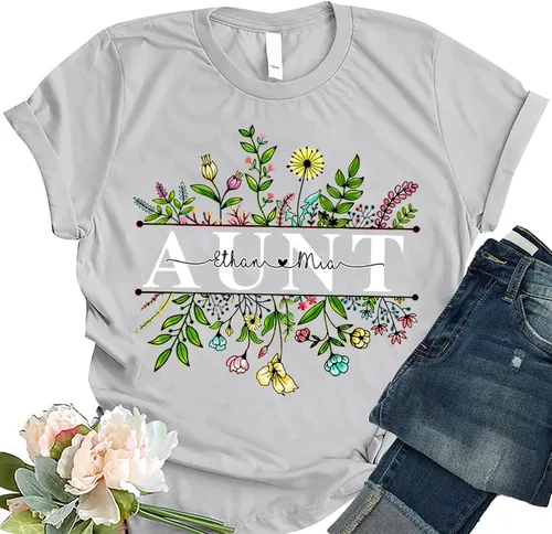 Miniatura 3 de NAZENTI Camisa personalizada para abuela, camiseta personalizada para mamá con apodo y nombre del niño, camisa para mujer, día de la madre