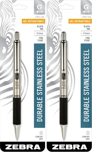 Miniatura 11 de Zebra Pen STEEL G-402 - Bolígrafo de gel retráctil, punta fina de 0.020 in, tinta negra suave, tinta de secado rápido para evitar manchas ni