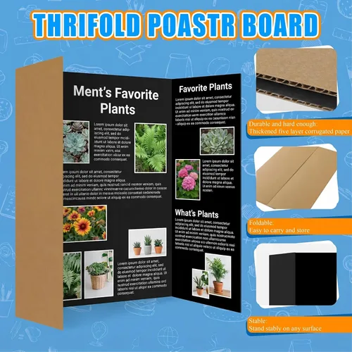 Miniatura 3 de WINTS 36" x 48" Large Trifold Poster Board,2 Pack Black Corrugated Project Boards for Science Fair, School Projects,Photo Displays