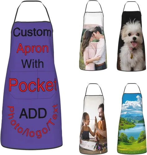 Miniatura 43 de Delantal personalizado con bolsillos para añadir tu imagen, texto, logotipo, foto y nombre
