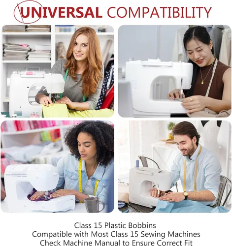 Miniatura 5 de Sewphee 20 piezas de bobinas para máquina de coser - Bobina de clase premium 15 - Compatible con accesorios de máquina de coser Singer - Bobinas
