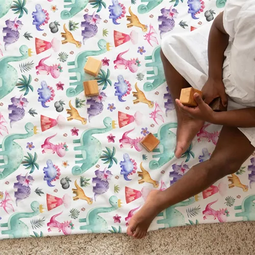 Miniatura 3 de HawSkgFub Manta de dinosaurio para niñas, regalo rosa y morado, para amantes de los dinosaurios tropicales, de franela de forro polar, manta