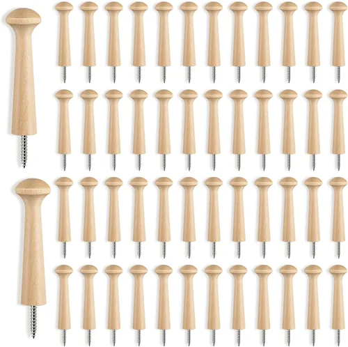 Miniatura 7 de Clavijas de madera con rosca de madera de 2.9 pulgadas de largo, estantes de madera sin terminar para colgar ropa, sombreros, toallas y más