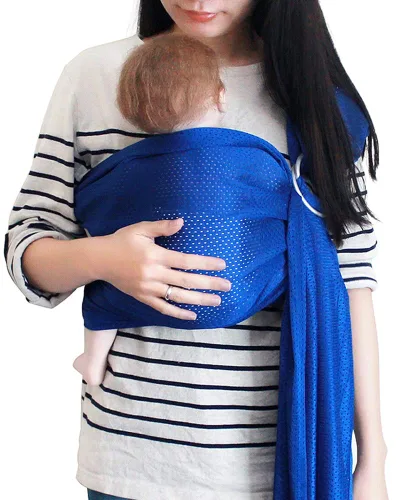 Miniatura 22 de Bandolera ajustable con anillo de aluminio para transportar bebés, Talla única, Azul