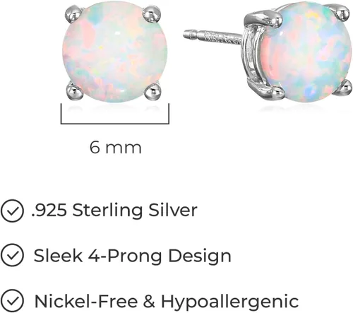 Miniatura 56 de Amazon Essentials Aretes redondos de plata de ley con piedra natal (anteriormente colección Amazon)