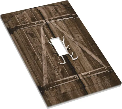 Miniatura 3 de Cubierta de Interruptor de Palanca Única de Asta de Venado de Madera de Estilo Rústico de Granja Placa Decorativa de Pared de 1 Banda Placa Frontal