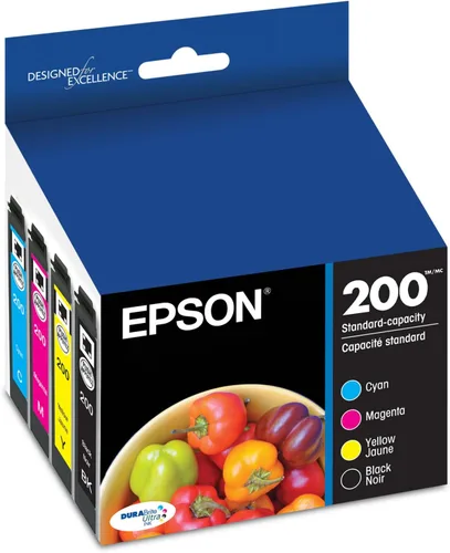 Epson 200 DURABrite Ultra Ink Capacidad Estándar Combo de Cartucho Negro y Color (T200120-BCS) Funciona con WorkForce WF-2520, WF-2530, WF-2540,