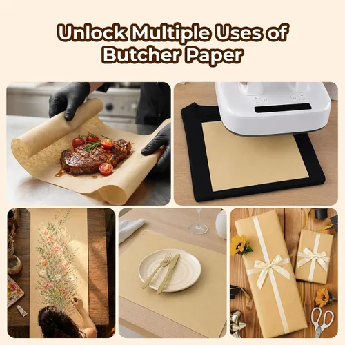 Miniatura 9 de YRYM HT Rollo de papel de carnicero marrón para ahumador, papel de regalo marrón natural de grado alimenticio para pechugas de barbacoa, ahumar