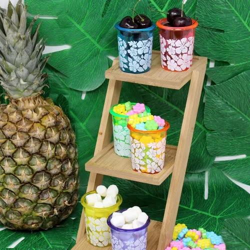 Miniatura 4 de Fun Express Collares hawaianos de cristal de chupito Luau a granel, 12 unidades de hibisco hawaiano Luau, recuerdos de fiesta hawaiana, Hula Aloha