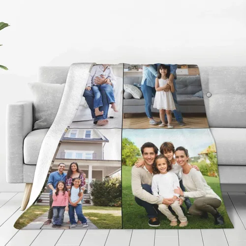 Miniatura 16 de Manta personalizada con texto fotográfico, manta personalizada de franela polar para cumpleaños familiar, regalo de Navidad, boda, se adapta al
