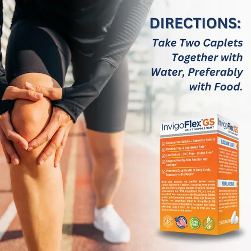 Miniatura 6 de INVIGOFLEX® GS - Sulfato de glucosamina (sin mariscos, sin sodio y seguro para vegetarianos) sin OMG, sin gluten, con Boswellia Serrata - Suplemento