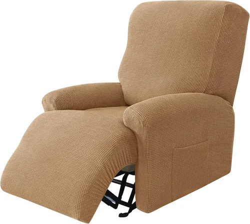 Miniatura 16 de CONRUSER Funda elástica para sillón reclinable, 4 piezas, funda gruesa para sofá de un solo asiento, funda de jacquard suave para sillón reclinable
