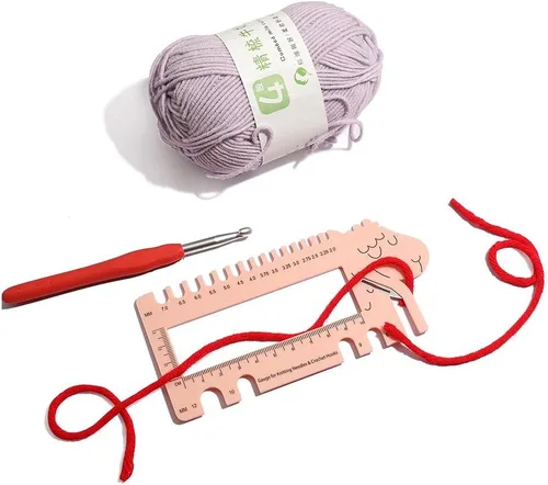 Miniatura 2 de Yarn Ave Agujas de tejer tamaño calibre gancho de ganchillo regla de medida DIY accesorios de tejer (lila)