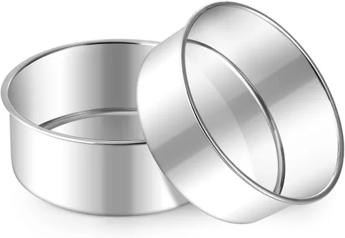 E-far Juego de 2 Moldes Pequeños para Pasteles, Moldes Redondos Mini de Acero Inoxidable de 5 Pulgadas para Hornear - No Tóxicos y a Prueba de