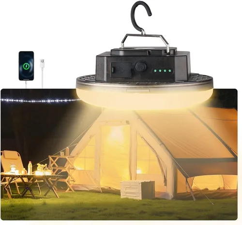 Miniatura 10 de Linternas de camping LED transparentes portátiles recargables, luz impermeable para exteriores con 5000 lm, linternas colgantes súper brillantes