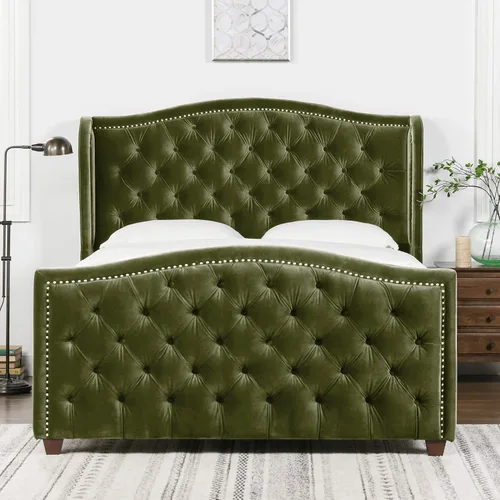 Miniatura 10 de Jennifer Taylor Home Marcella - Cama con respaldo copetudo y orejero, King, blanco brillante Poliéster blanco brillante