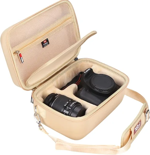 Miniatura 11 de FBLFOBELI Estuche de almacenamiento de viaje EVA para Canon EOS Rebel T7 / T8i / T5 / R50 / R100 Cámara DSLR con lente de 18-55mm, Bolsa de Rosa
