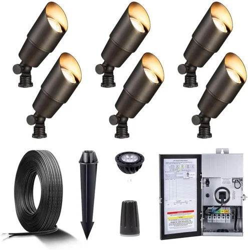 Miniatura 35 de Gardenreet Foco LED para exteriores, latón fundido a presión de 12 V con iluminación hacia arriba, impermeable, luces de paisaje de bajo voltaje