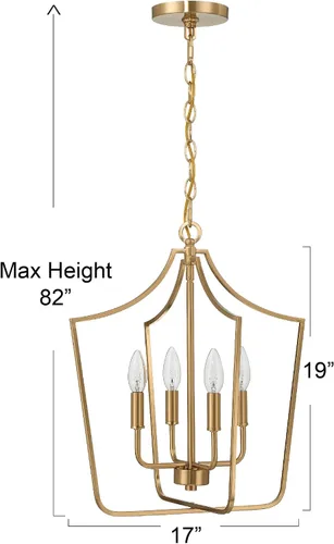 Miniatura 2 de Creative Co-Op Constance - Lámpara de techo estilo candelabro de metal cónico con 4 luces, color dorado cepillado