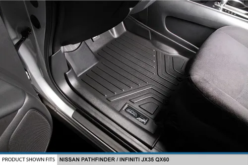 Miniatura 2 de SMARTLINER Juego de tapetes de piso de ajuste personalizado de 2 filas compatibles con Infiniti JX35 2013-2013
