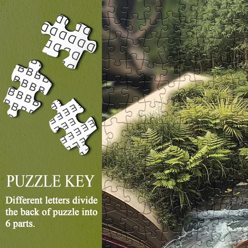 Miniatura 7 de Book Forest - Rompecabezas de 1000 piezas para adultos, diseño de plantas de fantasía, rompecabezas verde acogedor de árbol