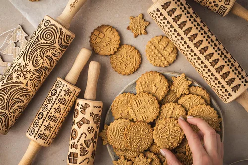 Miniatura 6 de Rodillo en relieve para galletas de Navidad, pan de jengibre, shortbread (Ángeles de Navidad)
