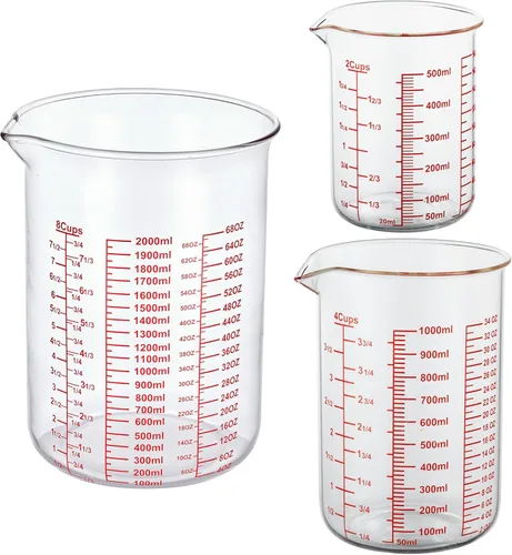 Miniatura 24 de Ackers - Taza medidora de vidrio de 1 taza, taza medidora de líquido de borosilicato de 8 onzas con boquilla
