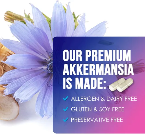 Miniatura 7 de Akkermansia Suplemento para la salud intestinal - Probiótico Akkermansia prémium con fibra prebiótica - Akkermansia Muciniphila 2 mil millones