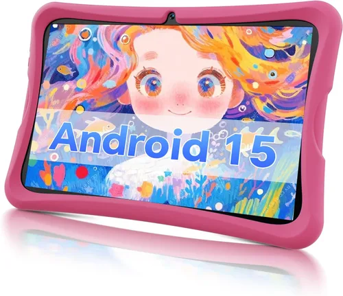 DigiLand Tablet infantil de 10.1 pulgadas, tableta Android 15 para niños, 6G+32GB hasta 128GB, batería de 6000mAh, cámara dual, WiFi, BT 5.0, el Rosa
