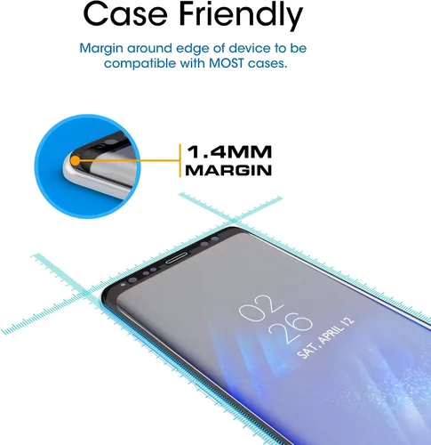 Miniatura 4 de amFilm Protector de pantalla de vidrio para Samsung Galaxy S8 Plus, vidrio templado curvado 3D, matriz de puntos con bandeja de fácil instalación