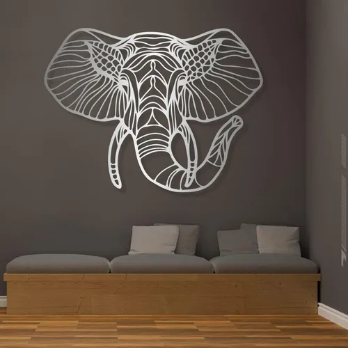 Miniatura 6 de Cadeali Arte de pared de cabeza de animal de elefante, arte moderno de pared de metal grande para sala de estar