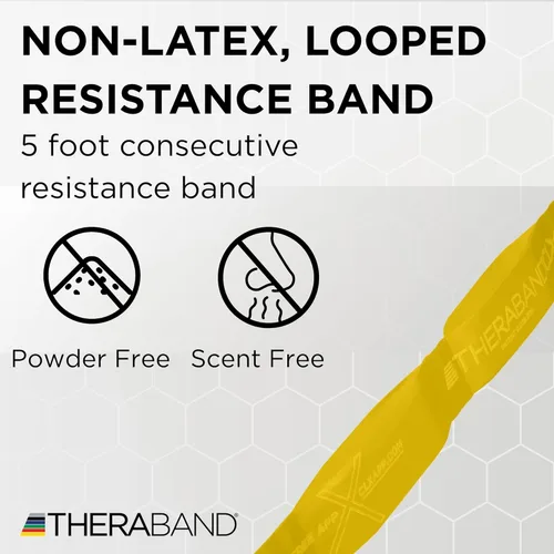 Miniatura 2 de THERABAND CLX Resistance Band with Loops, 5-Foot Band Nivel 1 / Claro - Amarillo