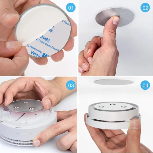 Miniatura 5 de Almohadillas adhesivas magnéticas para detector de humo 3 piezas Montura de fijación magnética para alarma de humo sin perforación Soporte magnético