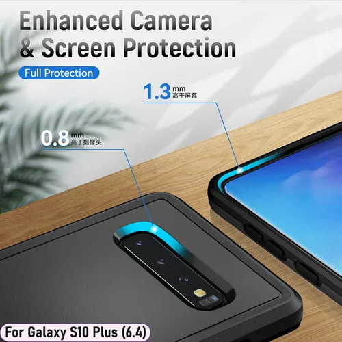 Miniatura 8 de Funda híbrida de doble capa para Galaxy S10 Plus/S10+ de 6.4 pulgadas, resistente a los golpes, resistente a los golpes, con 1 soporte magnético