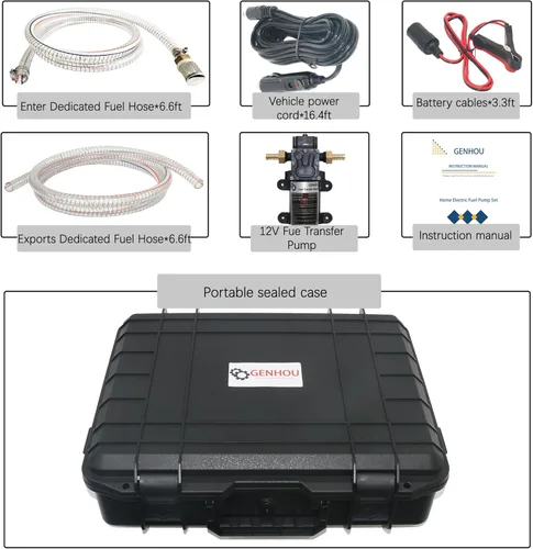 Miniatura 6 de Bomba de transferencia de combustible de 12 V 75 W, transfiere hasta 120 galones de gasolina o diésel por hora, con tubo de combustible de alta